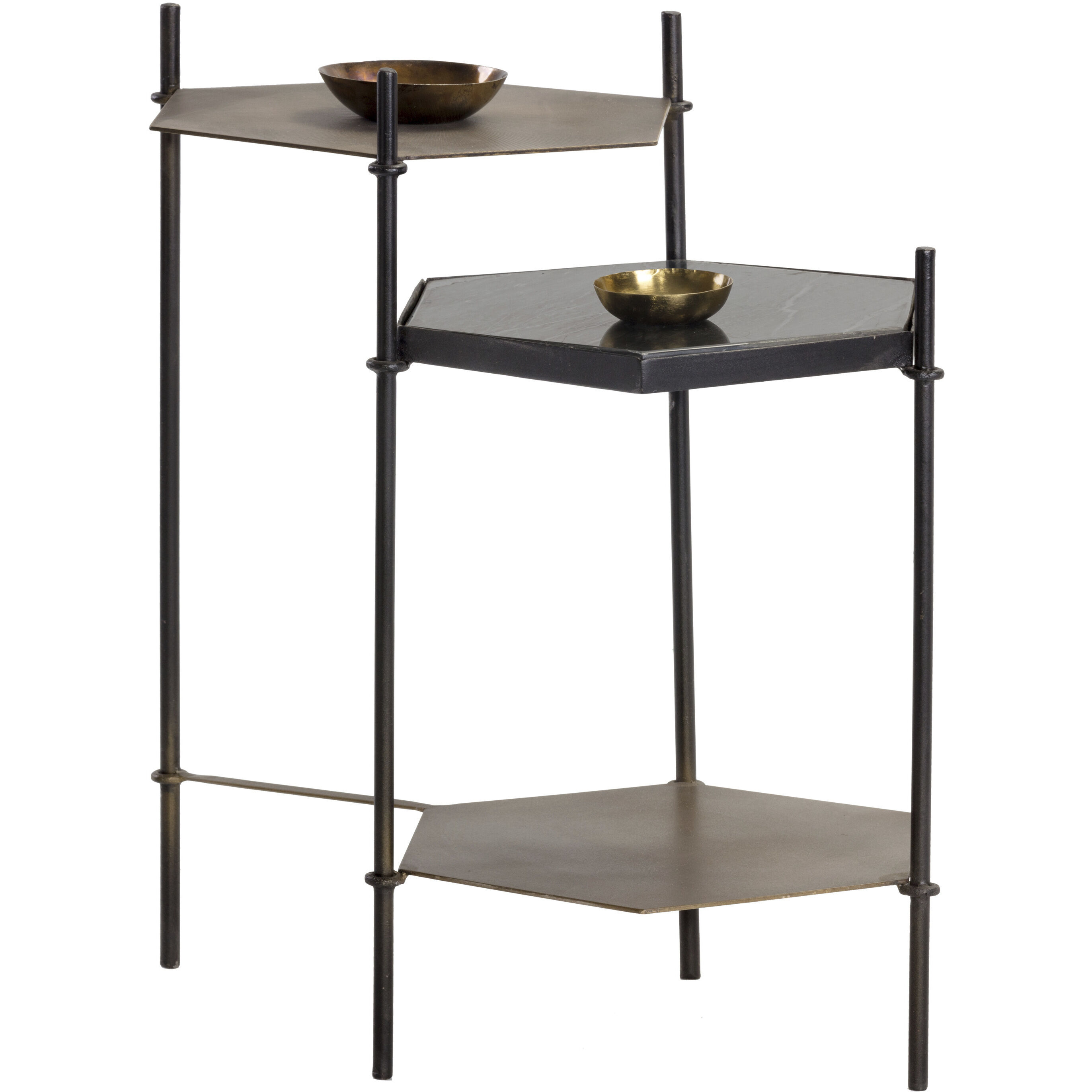 Hexall 24 X 22.5 inch Black / Antique Brass Side Table